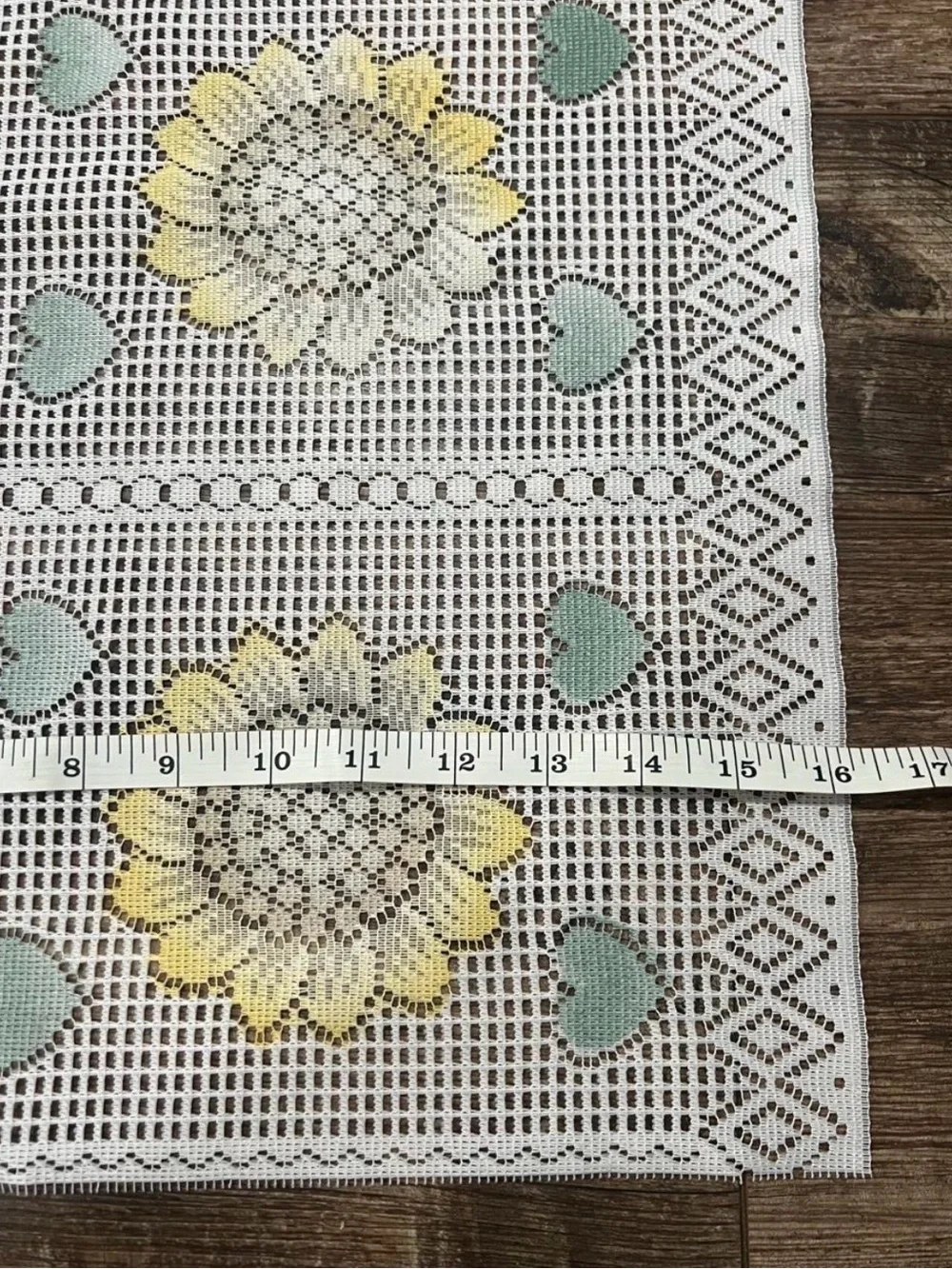 Floral Crochet Lace Valance in Yellow & Green